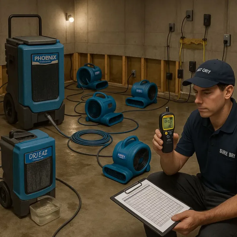 Structural Drying and Dehumidification process in Eagle Lake, TX